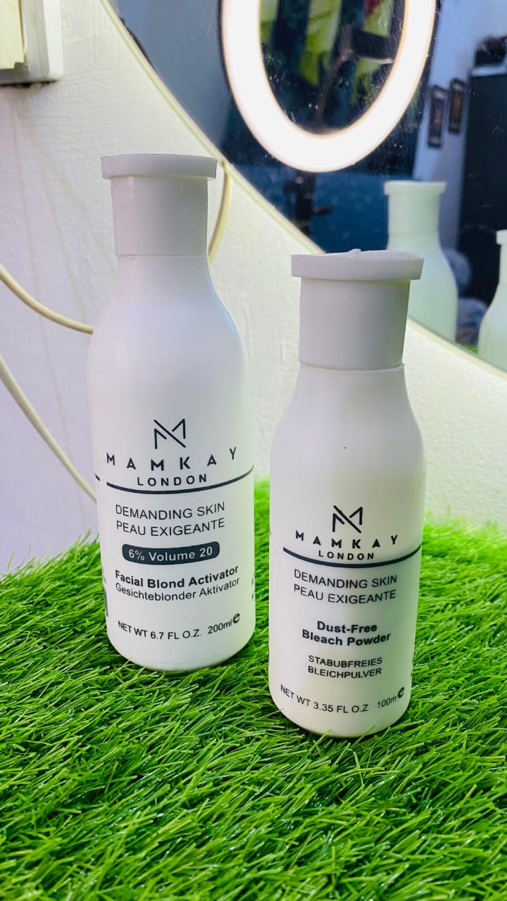 Mamkay London Professional Skin Polish Set – Facial Bleach Powder & 6% Volume 20 Activator for Brighter, Smoother Skin
