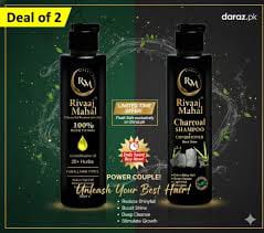 Rivaj Mahal Hair Care Combo – 100% Herbal Hair Oil & Charcoal Shampoo for Stronger, Healthier Hair