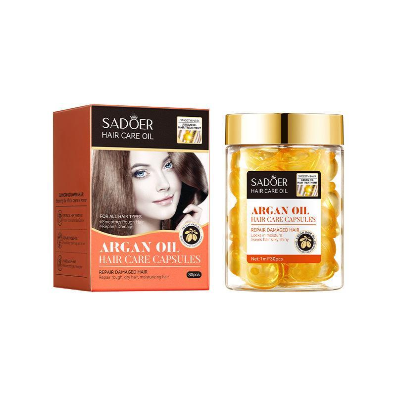SADOER Argan Oil Hair Care Capsules – Deep Repair & Nourishing Hair Serum Capsules (30pcs)