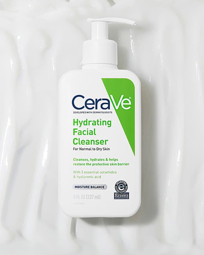 CeraVe Hydrating Facial Cleanser – Gentle Face Wash with Ceramides & Hyaluronic Acid for Normal to Dry Skin (237ml)