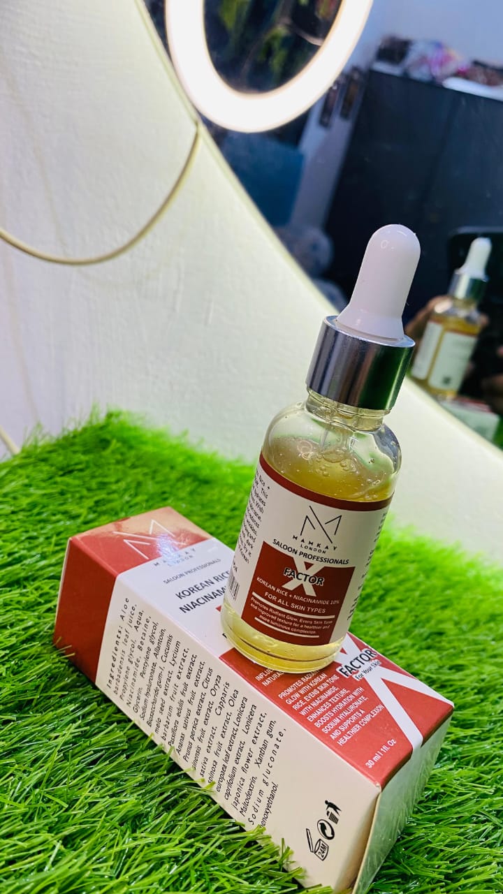 Mamkay London Korean Rice &amp; 10% Niacinamide Brightening Serum – Deep Hydration &amp; Even Skin Tone (30ml)